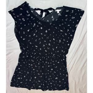 Lauren Conrad floral sleeveless knee length dress black white XXL